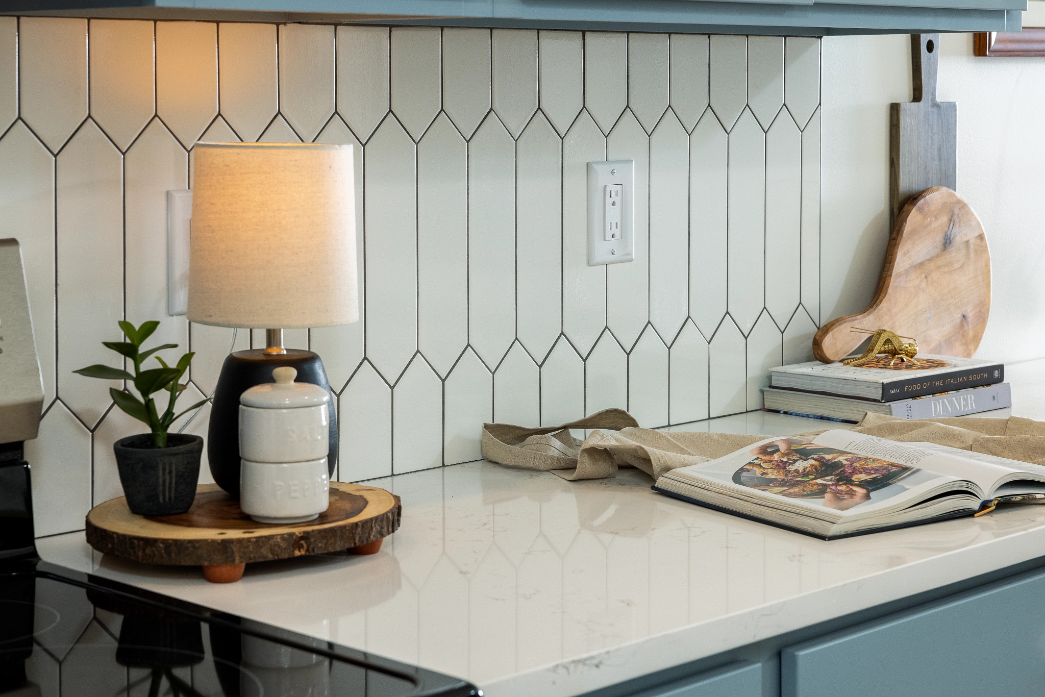 kitchen Kitchen with white tile backspash